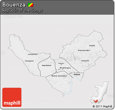 Silver Style 3D Map of Bouenza, single color outside