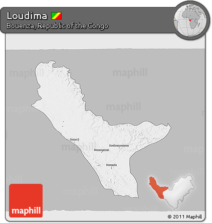 Gray 3D Map of Loudima, single color outside