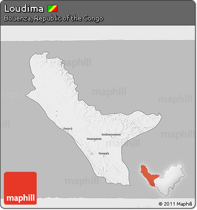 Gray 3D Map of Loudima, single color outside