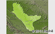 Physical 3D Map of Loudima, darken