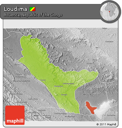 Physical 3D Map of Loudima, desaturated