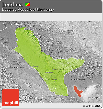Physical 3D Map of Loudima, desaturated