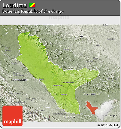 Physical 3D Map of Loudima, semi-desaturated
