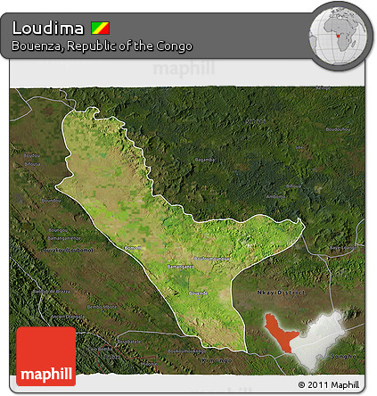 Satellite 3D Map of Loudima, darken