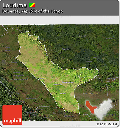 Satellite 3D Map of Loudima, darken