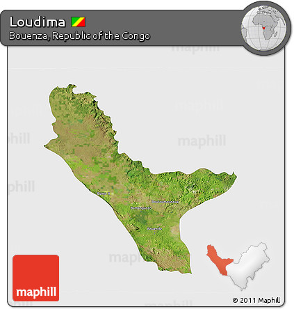 Satellite 3D Map of Loudima, single color outside