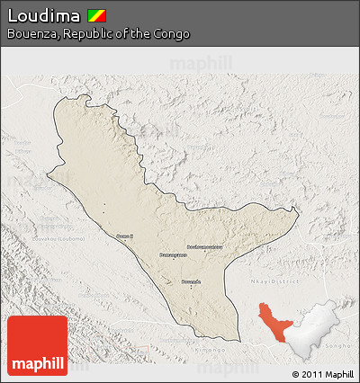 Shaded Relief 3D Map of Loudima, lighten