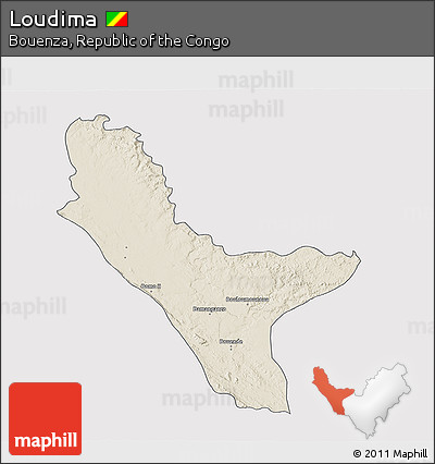 Shaded Relief 3D Map of Loudima, single color outside
