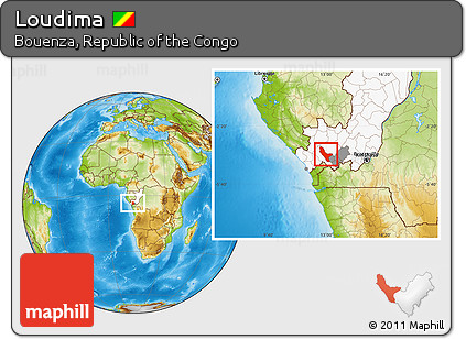 Physical Location Map of Loudima, highlighted country, highlighted parent region