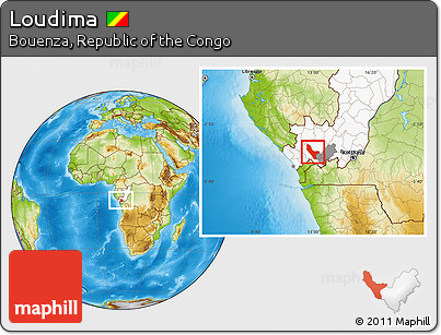 Physical Location Map of Loudima, highlighted country, highlighted parent region