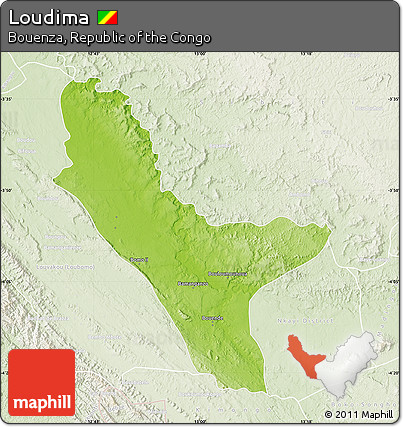 Physical Map of Loudima, lighten