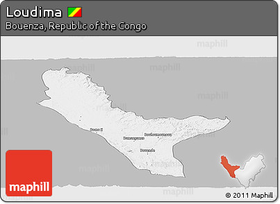 Gray Panoramic Map of Loudima, single color outside