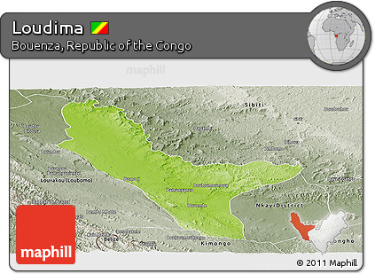 Physical Panoramic Map of Loudima, semi-desaturated