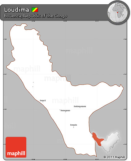 Gray Simple Map of Loudima, cropped outside