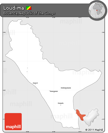Silver Style Simple Map of Loudima, single color outside