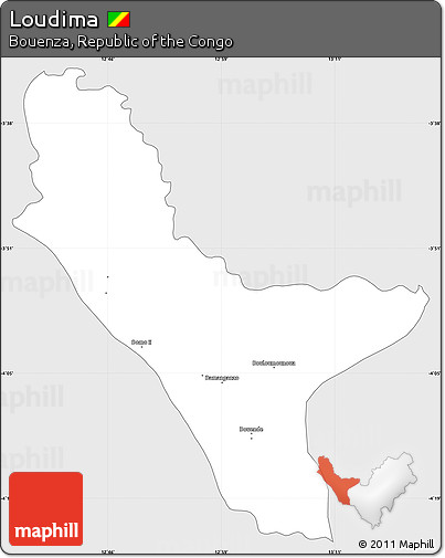 Silver Style Simple Map of Loudima, single color outside