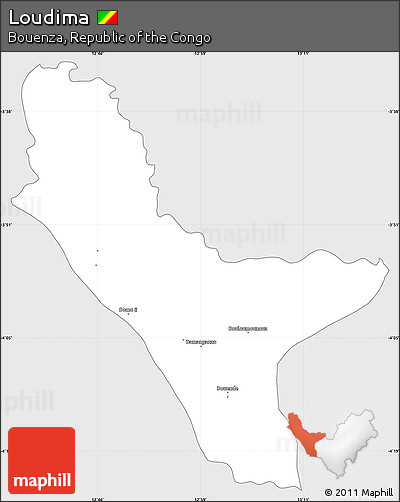 Silver Style Simple Map of Loudima, single color outside