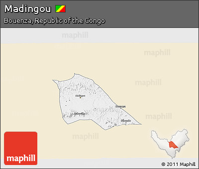 Classic Style 3D Map of Madingou, single color outside