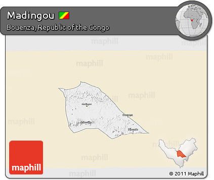 Classic Style 3D Map of Madingou, single color outside