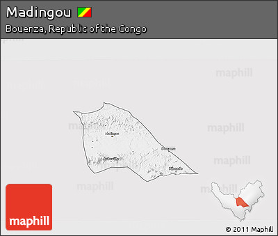 Silver Style 3D Map of Madingou, single color outside
