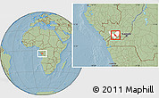 Savanna Style Location Map of Madingou, highlighted parent region, hill shading