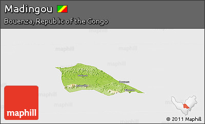 Physical Panoramic Map of Madingou, single color outside