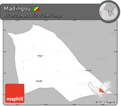 Gray Simple Map of Madingou, single color outside