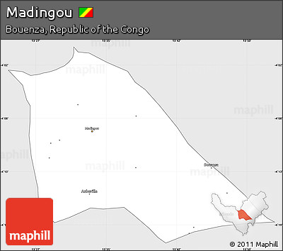 Silver Style Simple Map of Madingou, single color outside