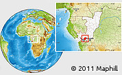 Physical Location Map of Mouyondzi, highlighted country, highlighted parent region, within the entire country