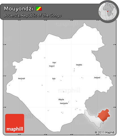 Gray Simple Map of Mouyondzi, single color outside