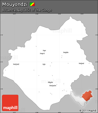 Gray Simple Map of Mouyondzi, single color outside