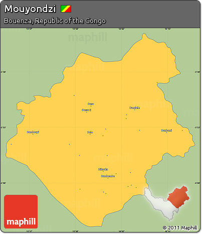 Savanna Style Simple Map of Mouyondzi, single color outside