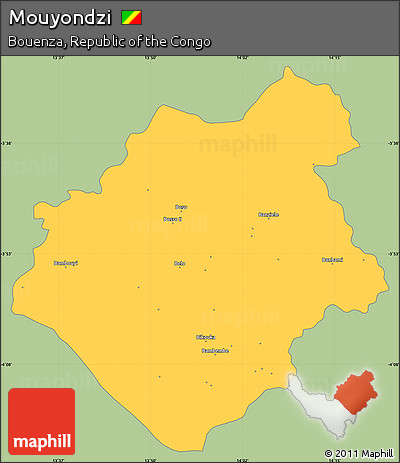 Savanna Style Simple Map of Mouyondzi, single color outside