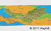 Satellite Panoramic Map of Bouenza, political outside