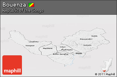 Silver Style Panoramic Map of Bouenza, single color outside