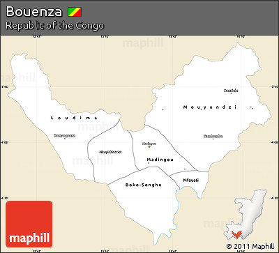 Classic Style Simple Map of Bouenza, single color outside