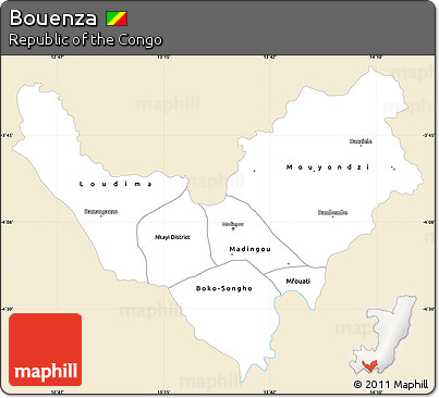 Classic Style Simple Map of Bouenza, single color outside