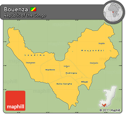 Savanna Style Simple Map of Bouenza, cropped outside