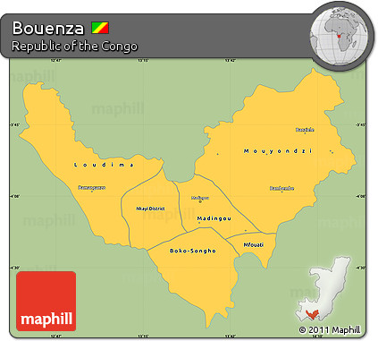 Savanna Style Simple Map of Bouenza, single color outside