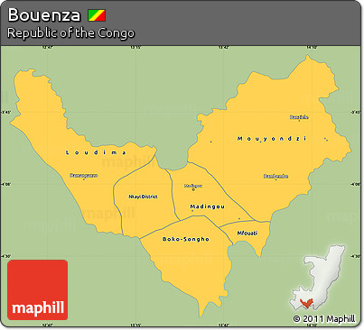 Savanna Style Simple Map of Bouenza, single color outside