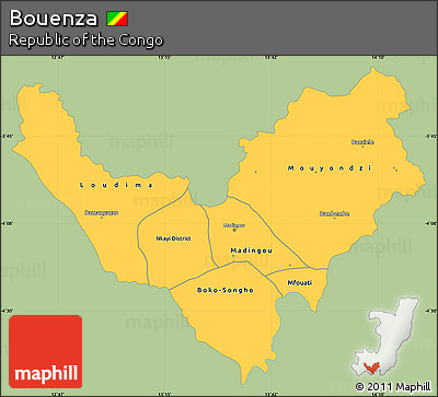 Savanna Style Simple Map of Bouenza, single color outside