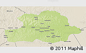 Physical 3D Map of Makoua, shaded relief outside