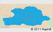 Political 3D Map of Makoua, lighten