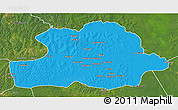 Political 3D Map of Makoua, satellite outside