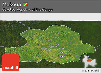 Satellite 3D Map of Makoua, darken