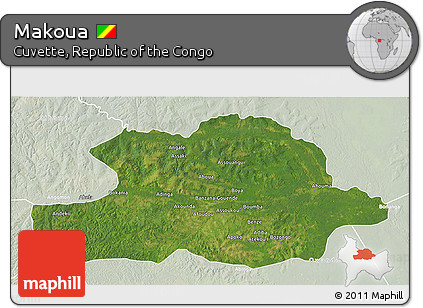 Satellite 3D Map of Makoua, lighten