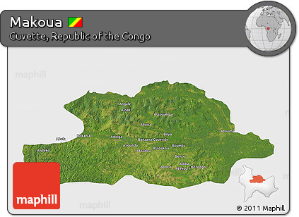 Satellite 3D Map of Makoua, single color outside