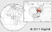 Blank Location Map of Makoua, highlighted country, highlighted parent region, within the entire country