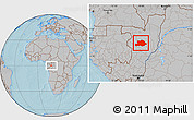 Gray Location Map of Makoua, hill shading