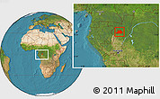 Satellite Location Map of Makoua, within the entire country